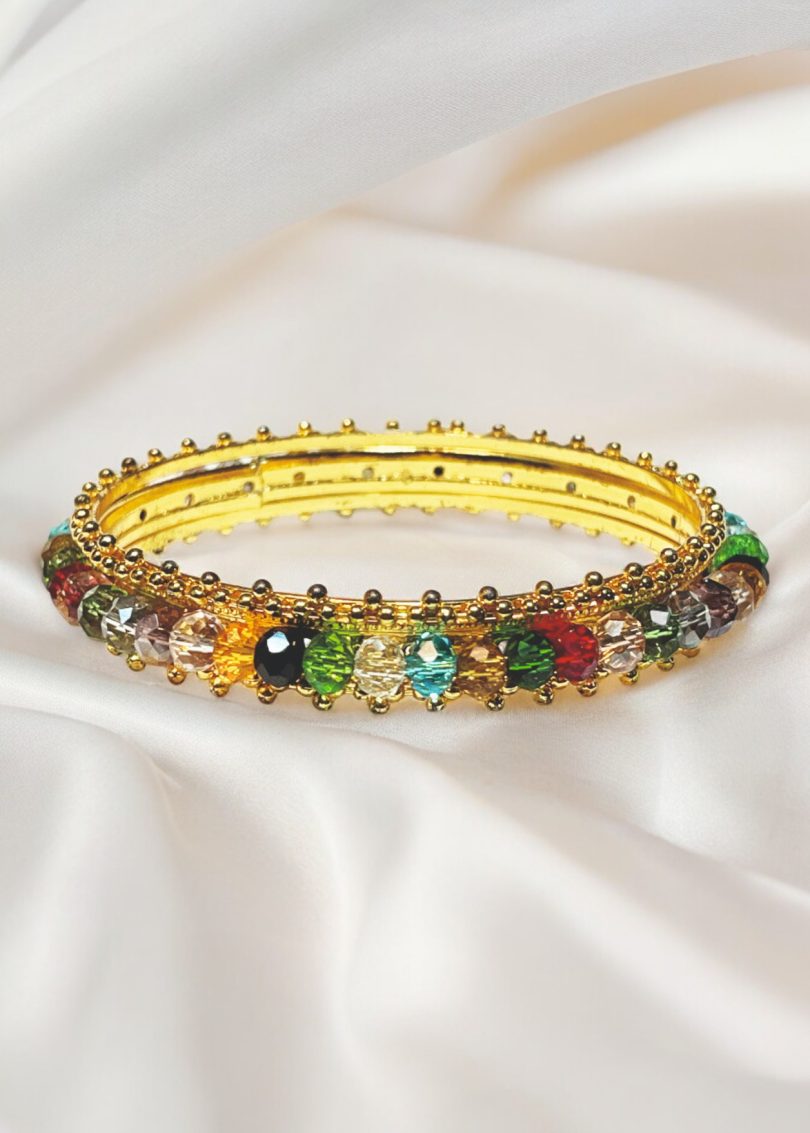 Multi-coloured Glass bead bangle - Image 2