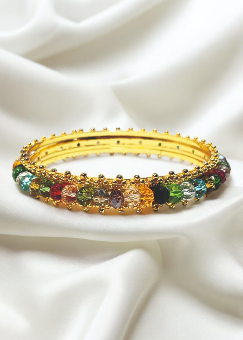Multi-coloured Glass bead bangle - Image 3