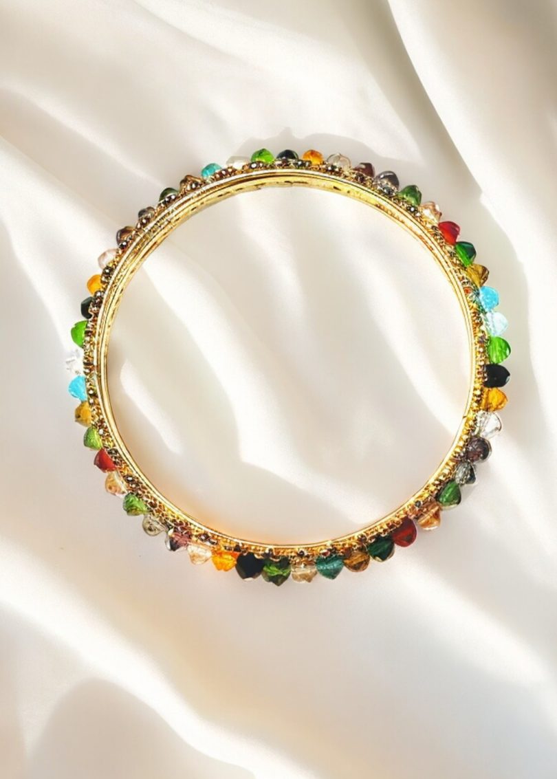Multi-coloured Glass bead bangle - Image 4