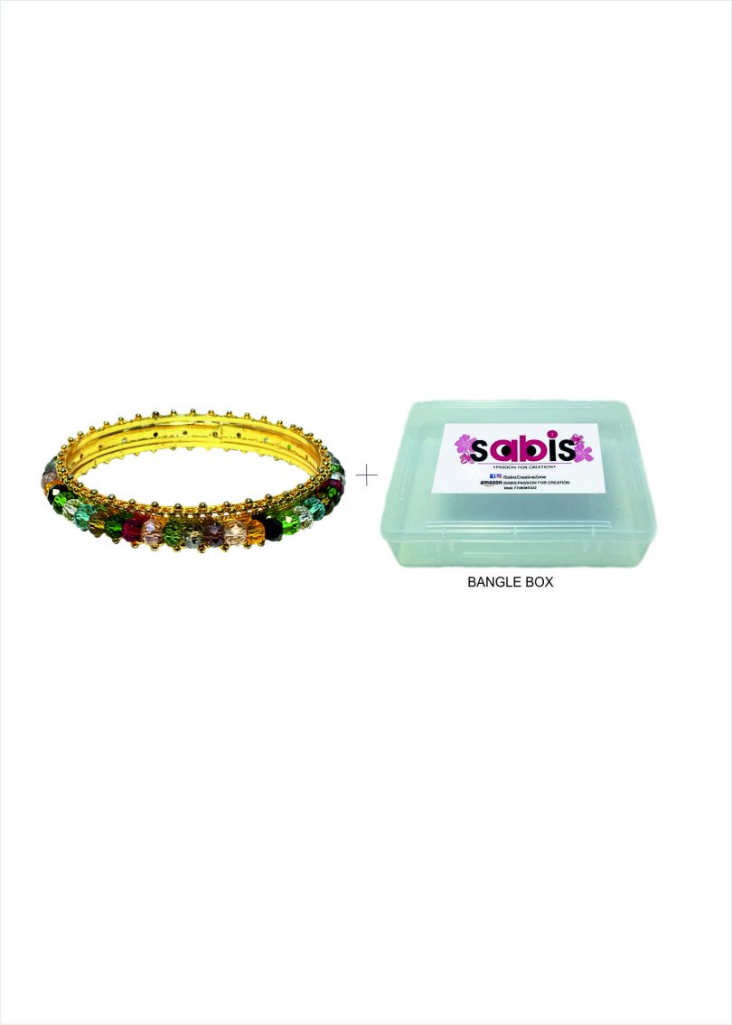 Multi-coloured Glass bead bangle - Image 6
