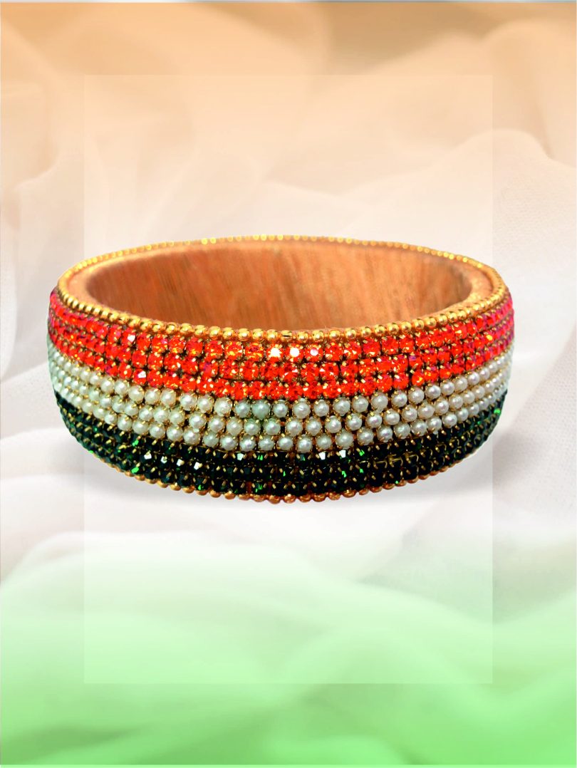 Tri-Color Stone Studded Bangle 03