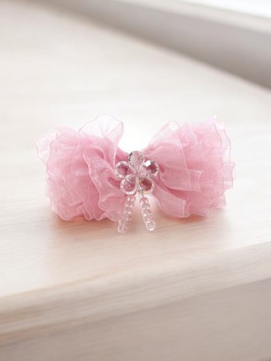 Pink Organza Ribbon Hair Bow