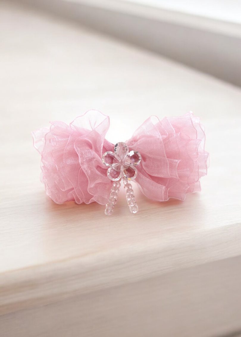 Pink Organza Ribbon Hair Bow