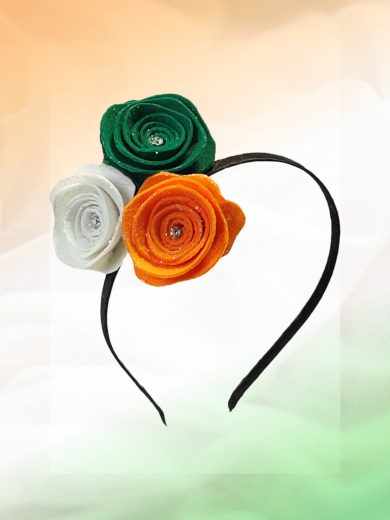 Tri colour Fabric Rose Flower Hair Bow
