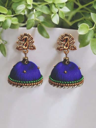 Peacock Blue Silk Thread Jumki