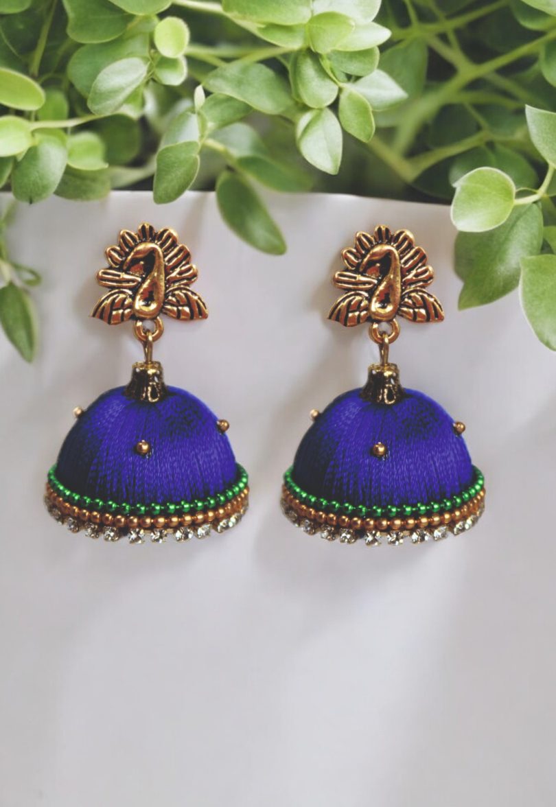 Peacock Blue Silk Thread Jumki