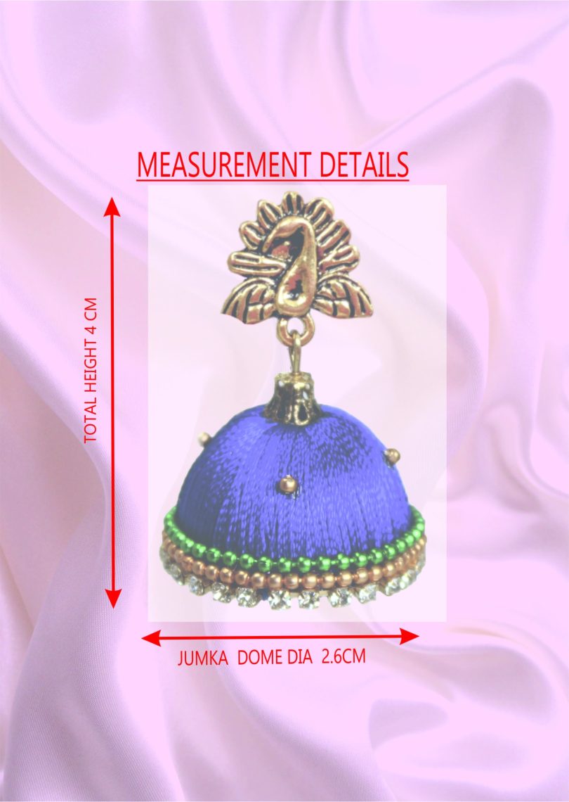 Peacock Blue Silk Thread Jumki - Image 3