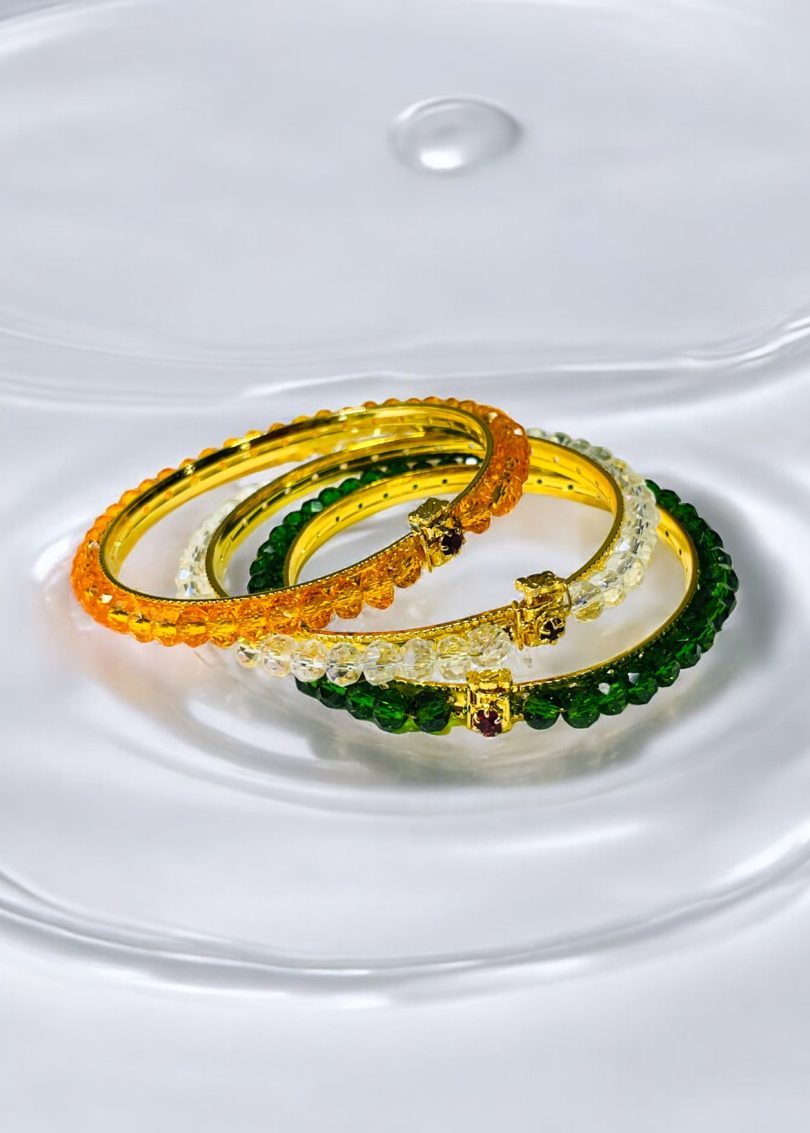 Tri-Color Glass Bead Bangle - Image 2