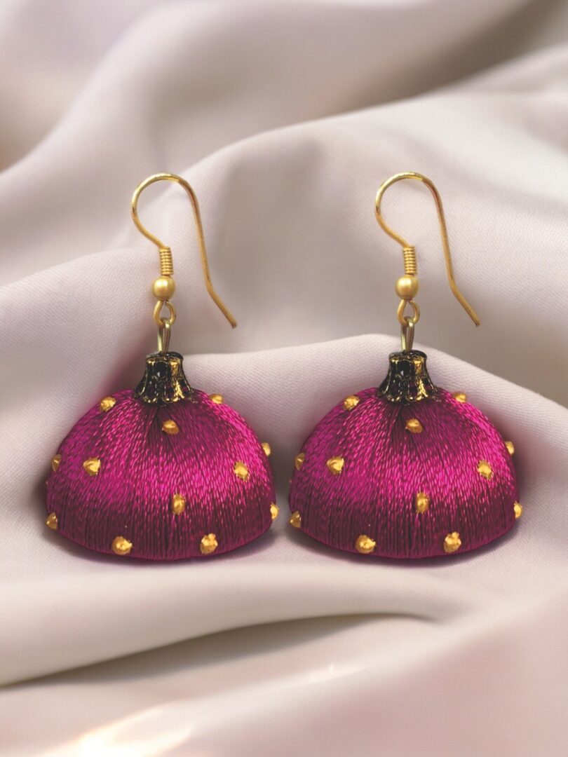 Silk Thread Jumki with Handdrawn golden Dots - Image 2