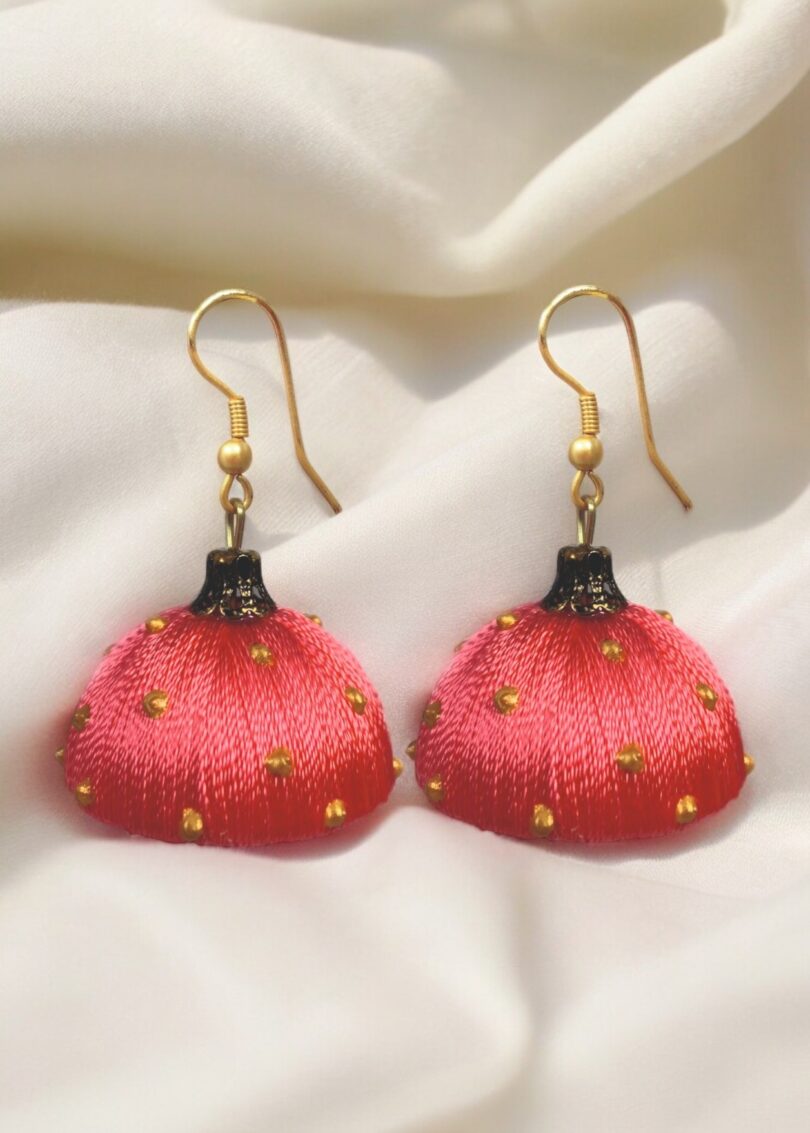 Silk Thread Jumki with Handdrawn golden Dots