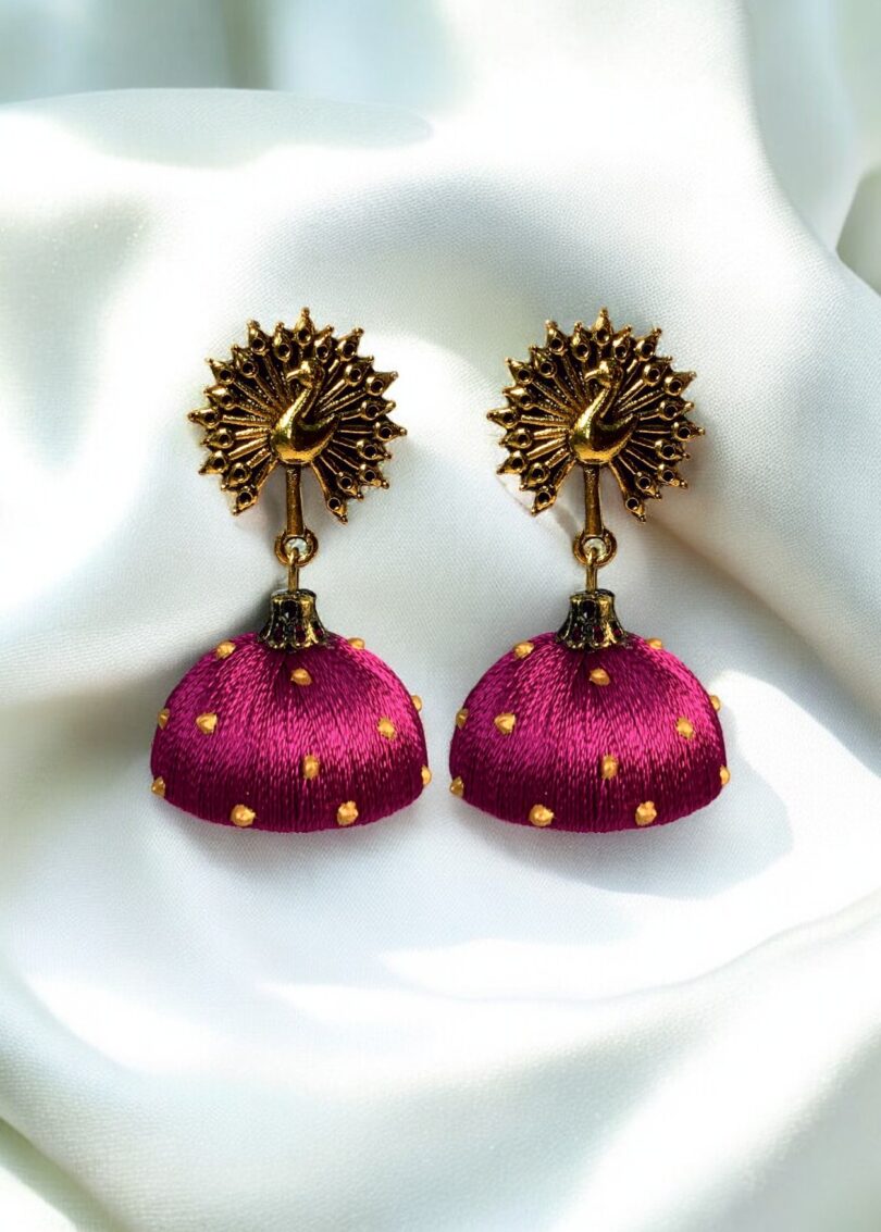 Silk Thread Jumki with Antique Peacock04 Stud