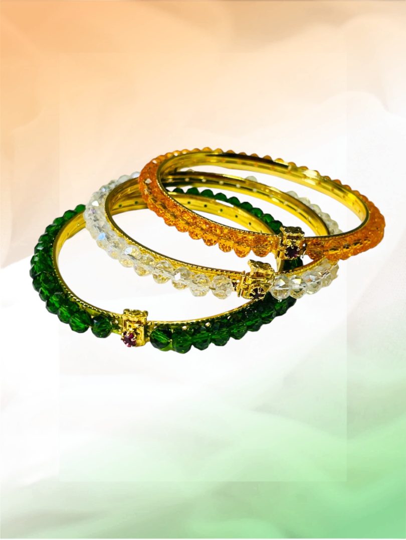 Tri-Color Glass Bead Bangle - Image 4