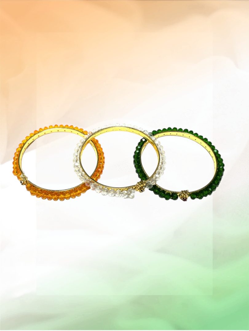 Tri-Color Glass Bead Bangle - Image 3