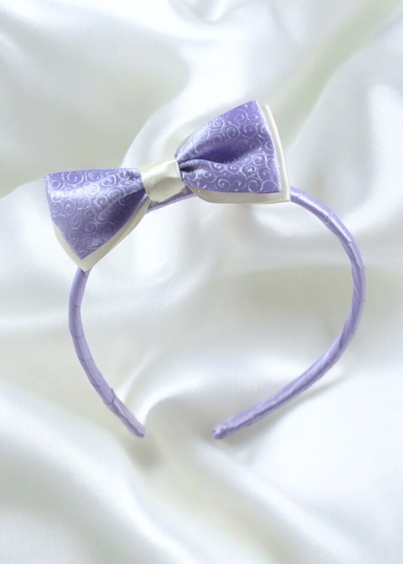 Purple Satin Ribbon Hairbow - Image 2
